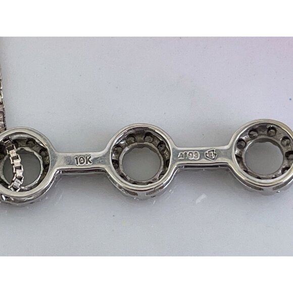 10K White Gold Pendant 3 Circles sterling chain - Picture 4 of 16